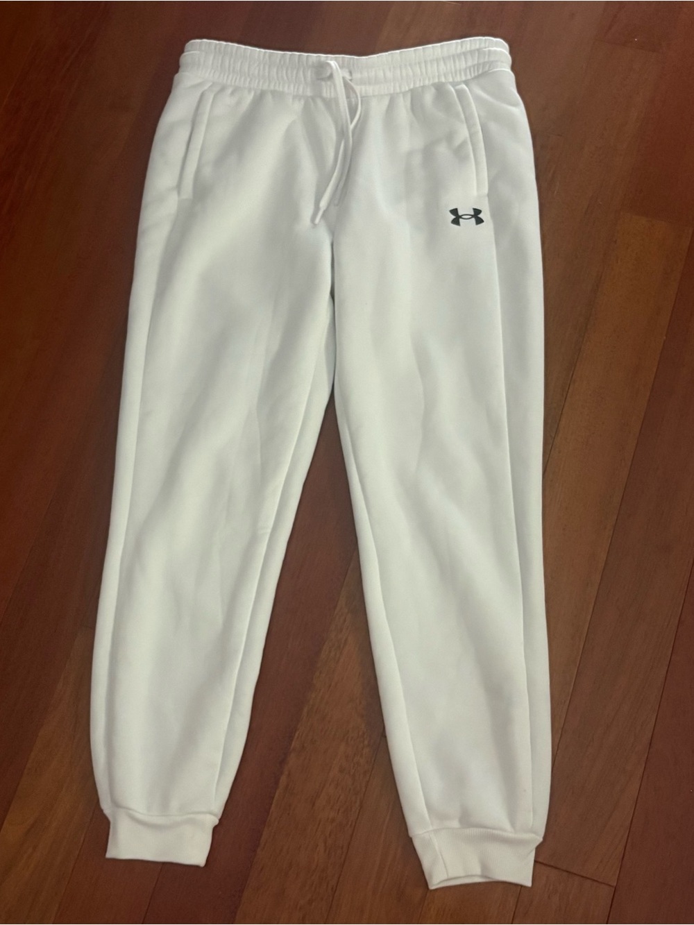Under Armour Women's Armour Fleece Joggers White Sweatpants Size Small Pockets